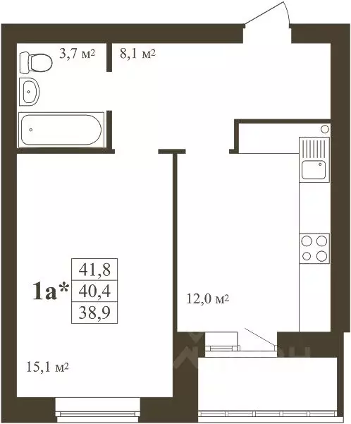1-к кв. Тамбовская область, Тамбов Телецентр мкр,  (41.8 м) - Фото 1