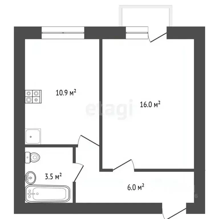 1-к кв. Калужская область, Калуга ул. Георгия Амелина, 45 (36.4 м) - Фото 1