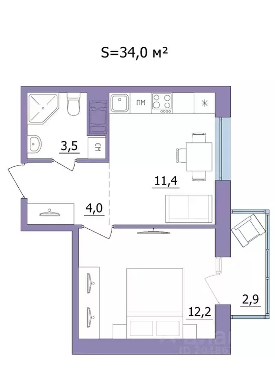 1-к кв. Карелия, Петрозаводск ул. Фурманова, 41 (34.0 м) - Фото 1