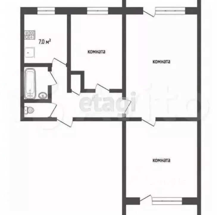 3-к кв. Ярославская область, Ярославль проезд Доброхотова, 10 (63.1 м) - Фото 2