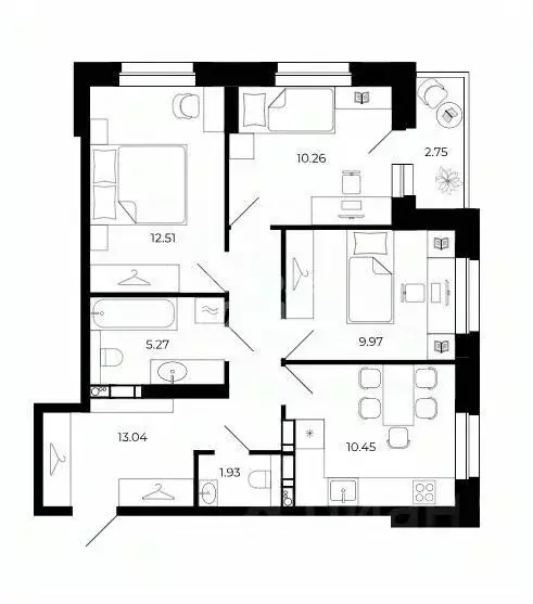 3-к кв. Липецкая область, Липецк ул. Буденного, 8В (63.89 м) - Фото 1