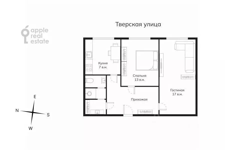 2-к кв. Москва Тверская ул., 17 (53.0 м) - Фото 2