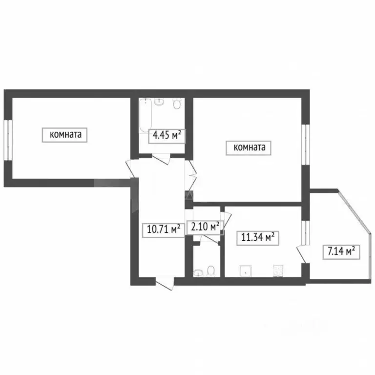 2-к кв. Тюменская область, Тюмень ул. Шишкова, 20 (69.3 м) - Фото 1