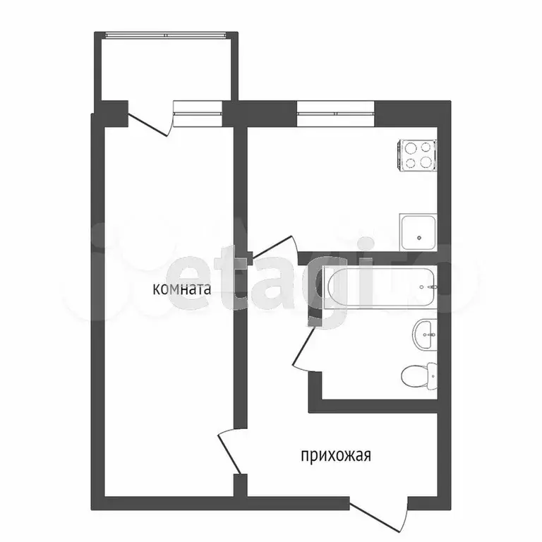 1-к. квартира, 33,5 м, 4/9 эт. - Фото 0