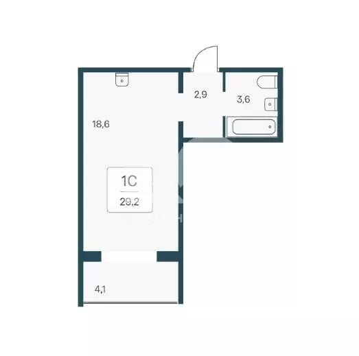 Квартира-студия: Мочищенский сельсовет, посёлок Озёрный, микрорайон ... - Фото 1