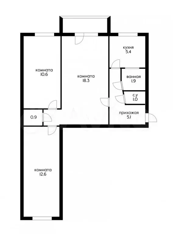 3-к. квартира, 56 м, 4/5 эт. - Фото 0