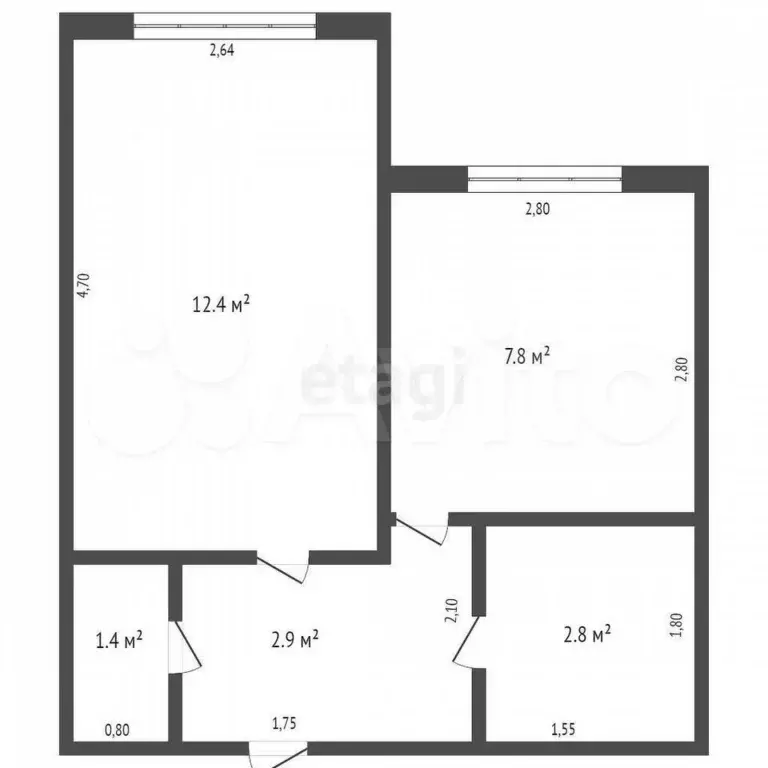 1-к. квартира, 29,1 м, 1/5 эт. - Фото 0