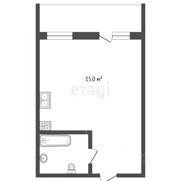 Студия Севастополь ул. Парковая, 7 (45.0 м) - Фото 2