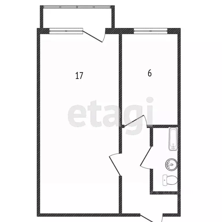1-к кв. Костромская область, Кострома Калиновская ул., 43а (30.5 м) - Фото 1