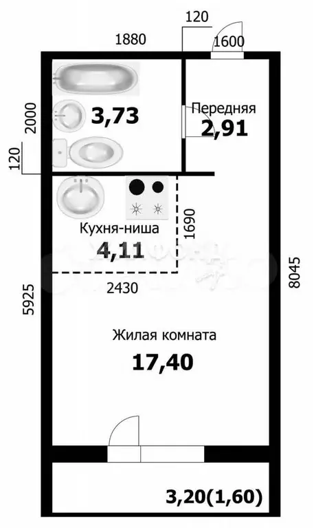 Квартира-студия, 28,2 м, 5/17 эт. - Фото 0