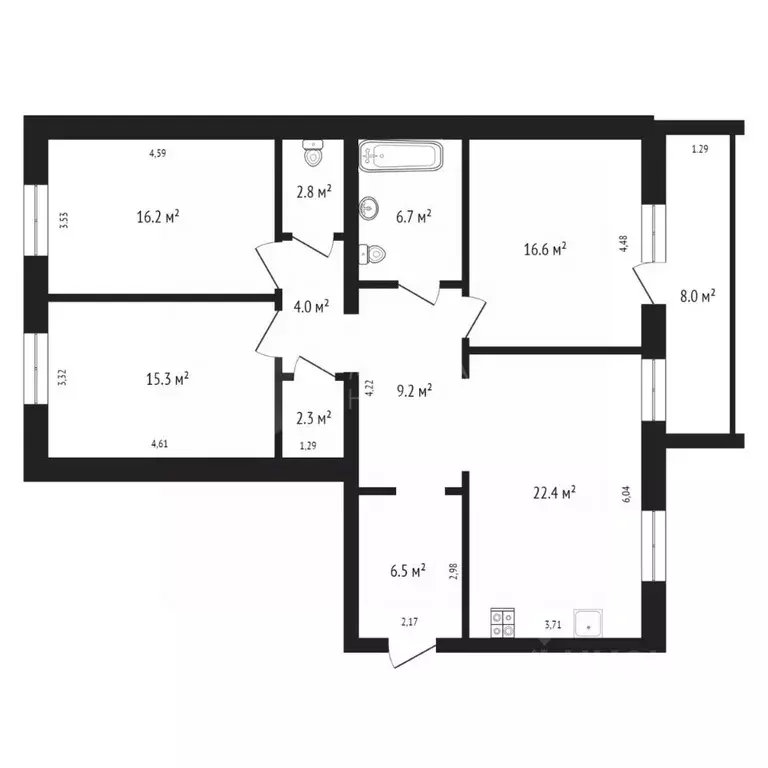 3-к кв. Тюменская область, Тюмень ул. Тимофея Кармацкого, 7к1 (101.9 ... - Фото 2