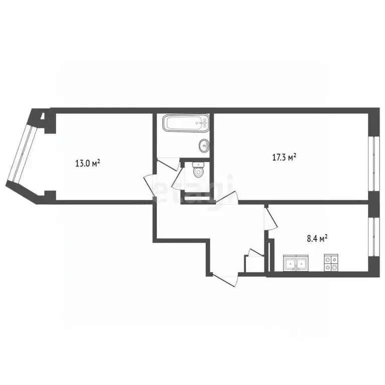 2-к кв. Камчатский край, Вилючинск Центральный мкр, 17 (51.0 м) - Фото 2
