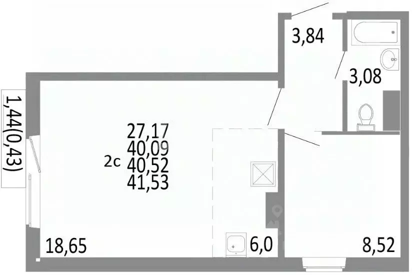 2-к кв. Челябинская область, Челябинск ул. Блюхера, 125Б (40.09 м) - Фото 1