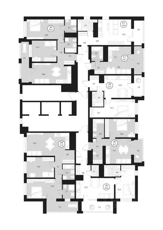 1-к кв. Тюменская область, Тюмень ул. Разведчика Кузнецова, 16 (48.6 ... - Фото 1