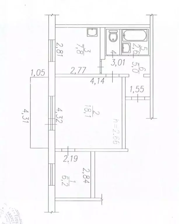 2-к кв. Кемеровская область, Новокузнецк ул. Рокоссовского, 19 (41.0 ... - Фото 2