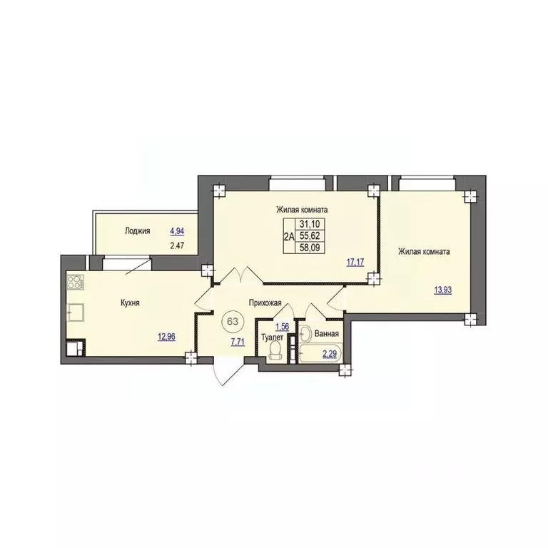 2-к кв. Псковская область, Псковский район, Завеличенская волость, д. ... - Фото 1