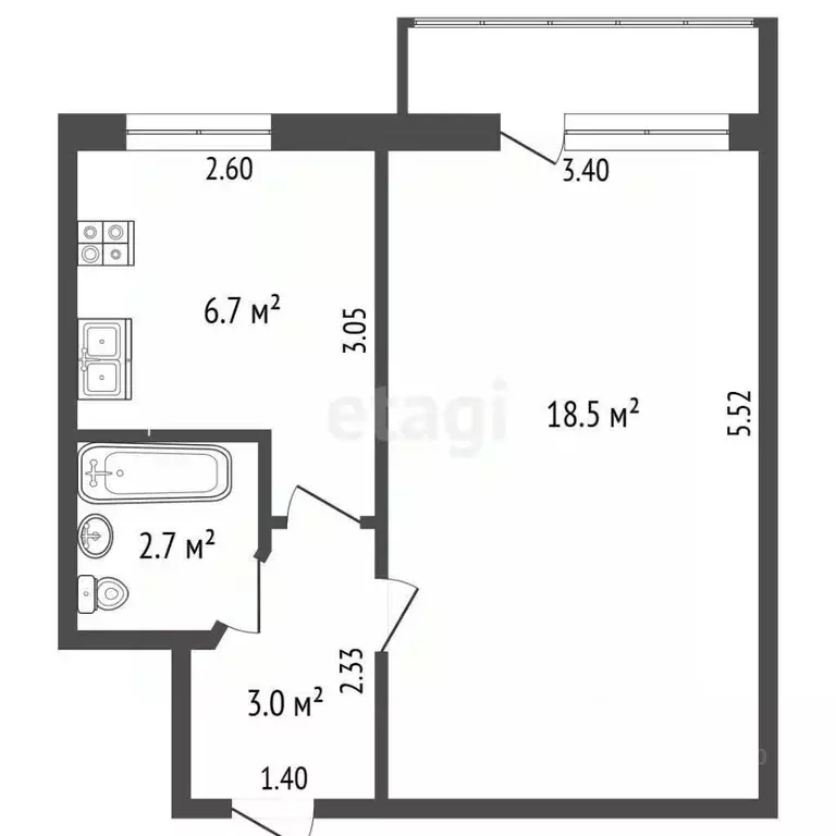 1-к кв. Крым, Судак ул. Гагарина, 6 (30.9 м) - Фото 2