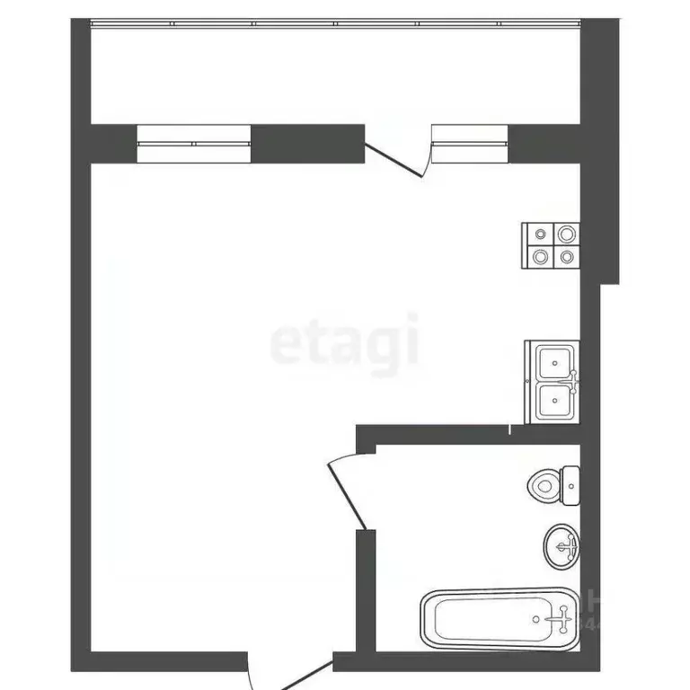 Студия Тюменская область, Тюмень ул. Судостроителей, 71 (32.7 м) - Фото 1