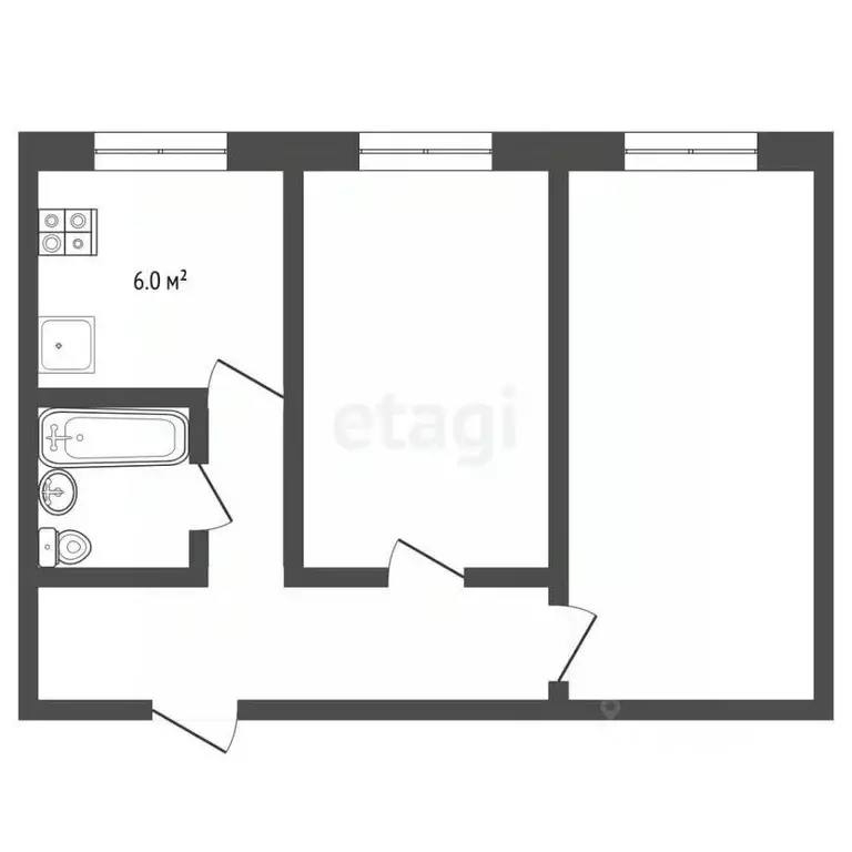 2-к кв. Самарская область, Самара ул. Гагарина, 98 (42.0 м) - Фото 2