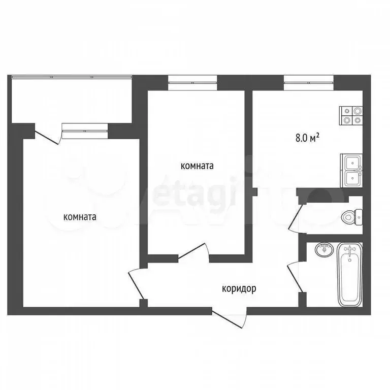 2-к. квартира, 50,9 м, 7/9 эт. - Фото 0