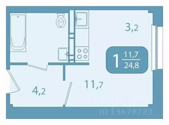 1-к кв. Томская область, Томск ул. Юрия Ковалева, 47 (24.8 м) - Фото 0