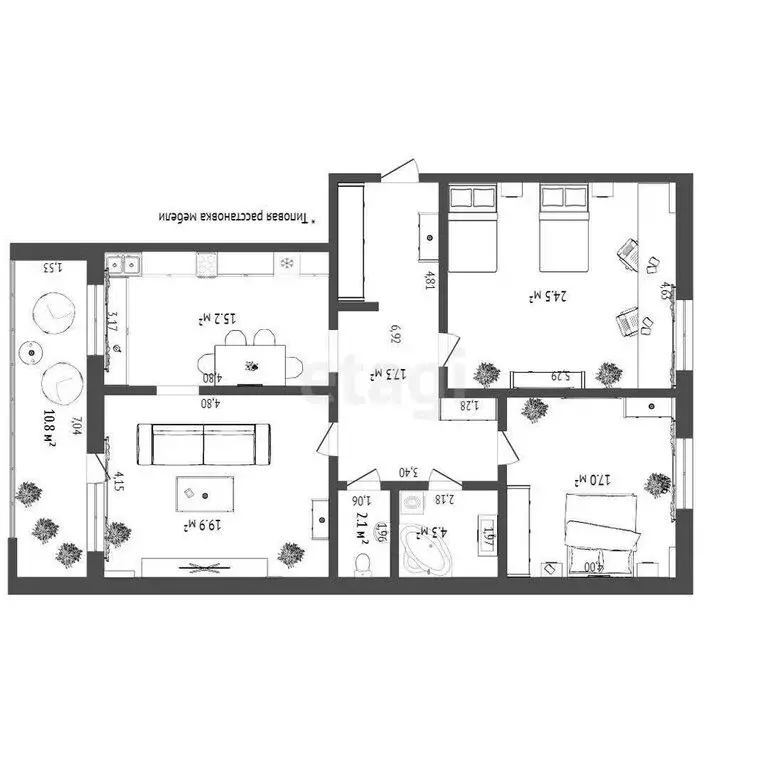 3-комнатная квартира: Тюмень, улица Дружбы, 75 (83 м) - Фото 1