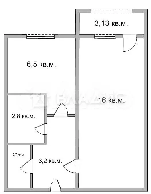 1-к. квартира, 30,6 м, 4/5 эт. - Фото 0