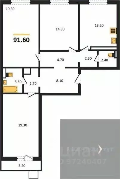 3-к кв. Воронежская область, Воронеж ул. Загоровского, 5/1 (91.6 м) - Фото 0