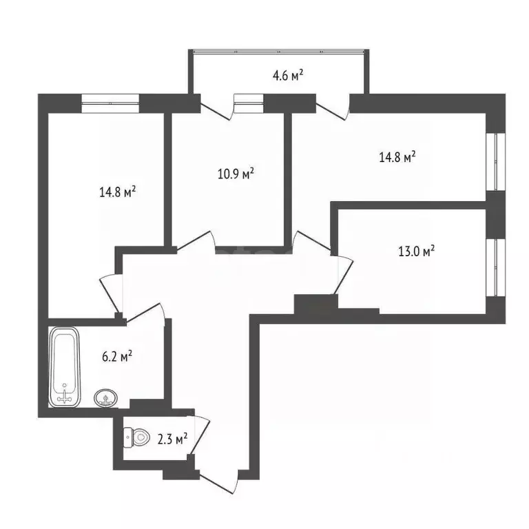 3-к кв. Калининградская область, Гурьевский муниципальный округ, пос. ... - Фото 1