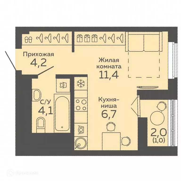 Продаётся квартира-студия, 27.4 м - Фото 1