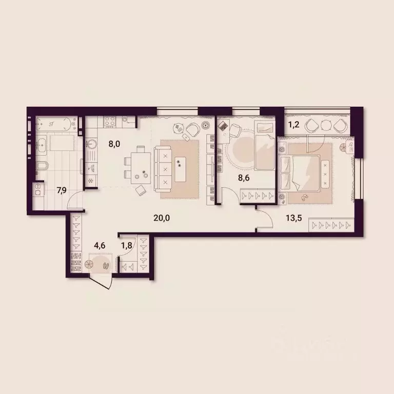 2-к кв. Приморский край, Артем ул. Куйбышева, 11А (65.61 м) - Фото 0