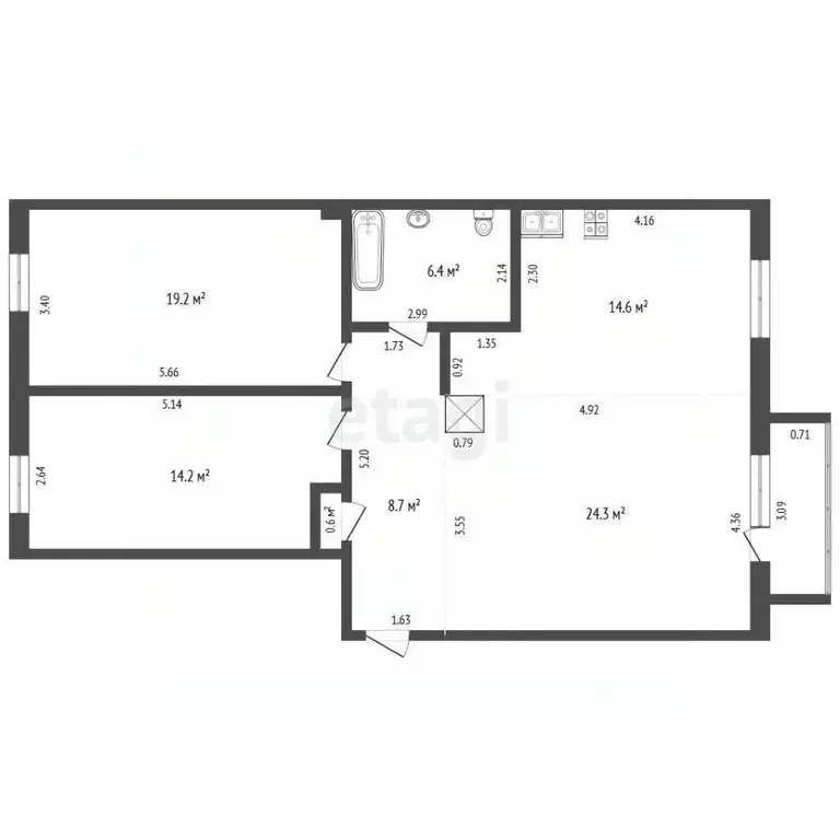 3-к кв. Саха (Якутия), Якутск ул. Орджоникидзе, 45/1 (88.0 м) - Фото 1