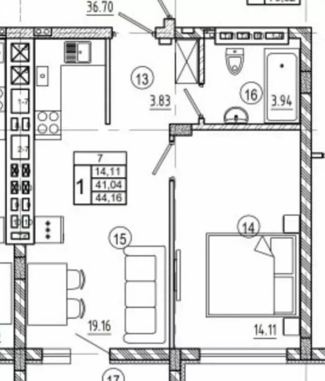 1-комнатная квартира: Калининград, Закатная улица, 31к1 (44.2 м) - Фото 1