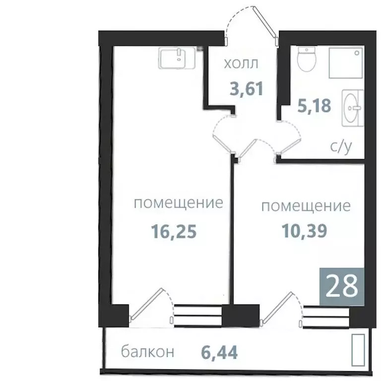 2-комнатная квартира: Балтийск, АК Престиж Парк (41.87 м) - Фото 1
