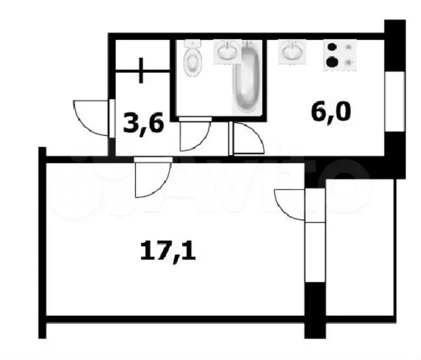 1-к. квартира, 30 м, 5/9 эт. - Фото 0