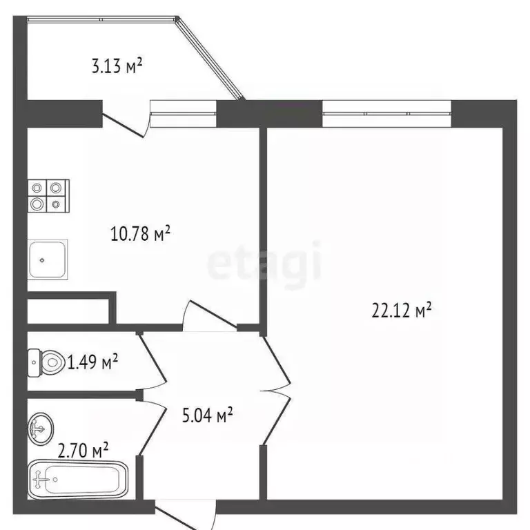 1-к кв. Тюменская область, Тюмень ул. Обдорская, 5 (41.0 м) - Фото 1