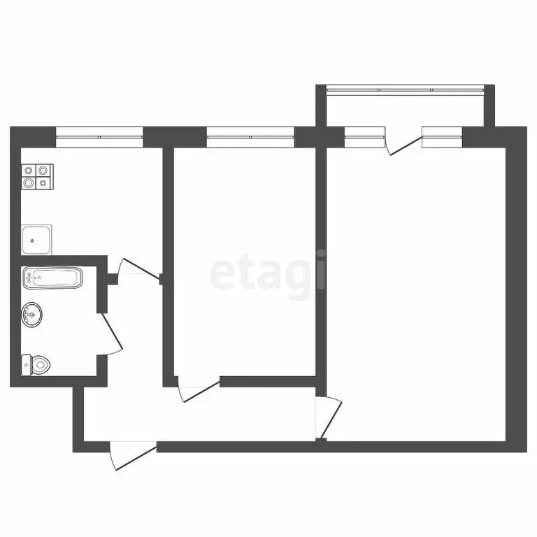 2-комнатная квартира: Томск, Трамвайная улица, 3 (42 м) - Фото 0