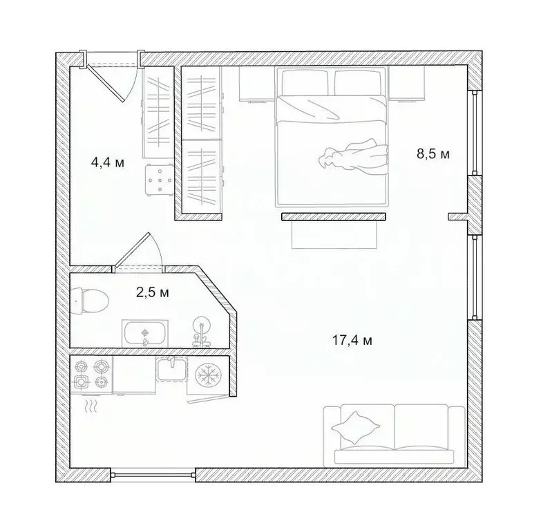 1-к кв. Санкт-Петербург Пионерская ул., 48 (32.9 м) - Фото 2