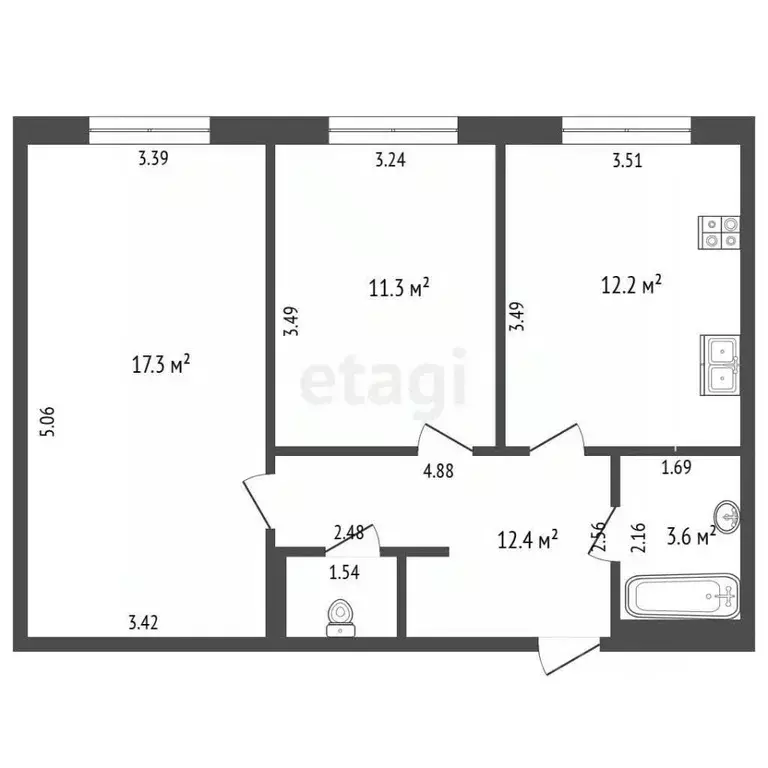 3-к кв. Москва Люблинская ул., 80к5 (59.2 м) - Фото 2