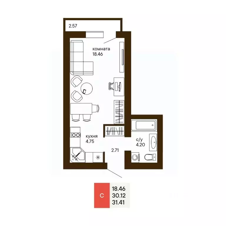 2-к кв. Пензенская область, Пенза Памятник Победы мкр,  (55.21 м) - Фото 1