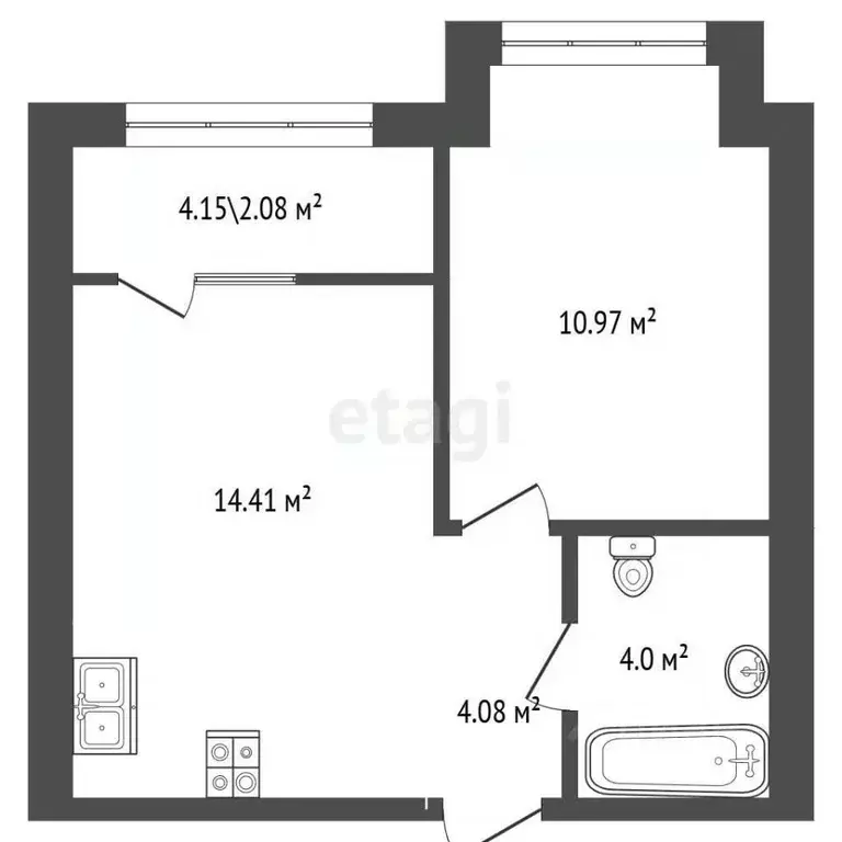 1-к кв. Калужская область, Калуга ул. Счастливая, 11Б (37.61 м) - Фото 2