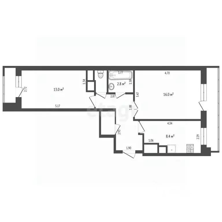 2-к кв. Московская область, Химки ул. Германа Титова, 14к2 (51.1 м) - Фото 2