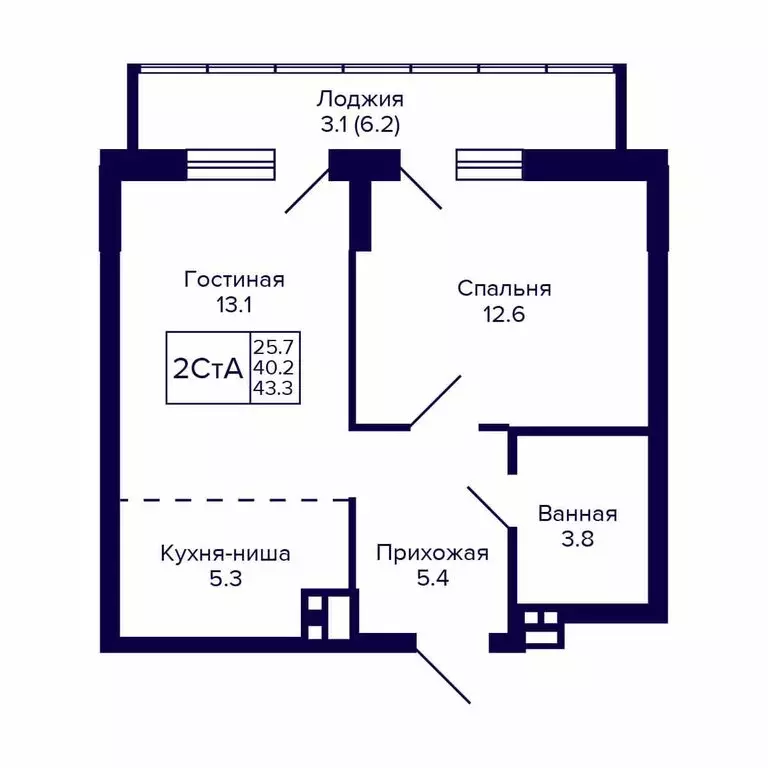 2-комнатная квартира: Новосибирск, улица Коминтерна, 1с (43.3 м) - Фото 0