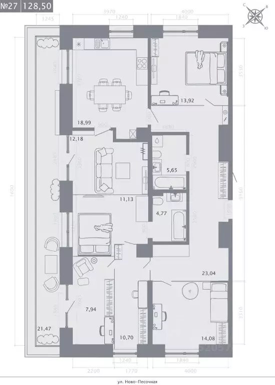 4-к кв. Татарстан, Казань ул. Островского, 114 (128.5 м) - Фото 1