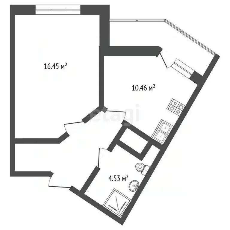 1-к кв. Крым, Симферополь ул. Никанорова (39.4 м) - Фото 2