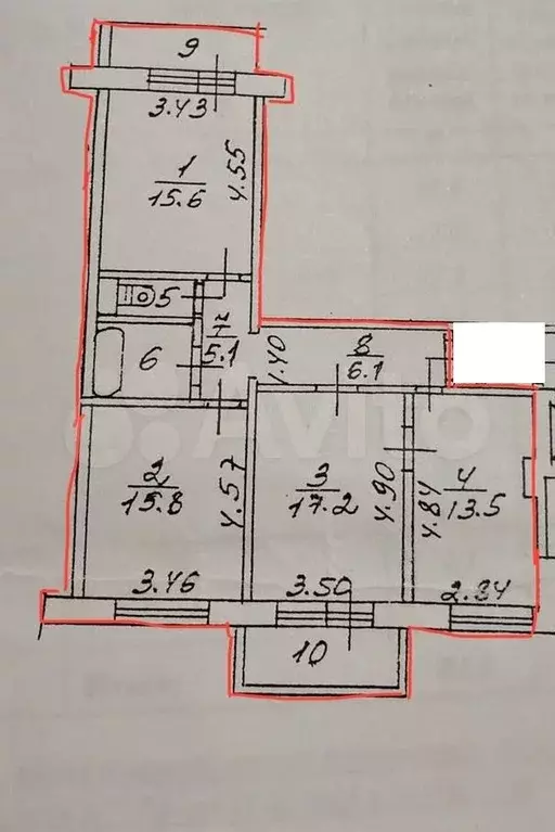 3-к. квартира, 81 м, 6/9 эт. - Фото 0