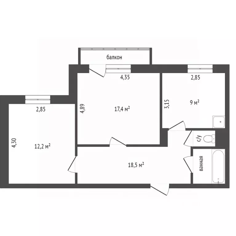 2-к кв. Красноярский край, Красноярск просп. Металлургов, 2А (48.1 м) - Фото 2