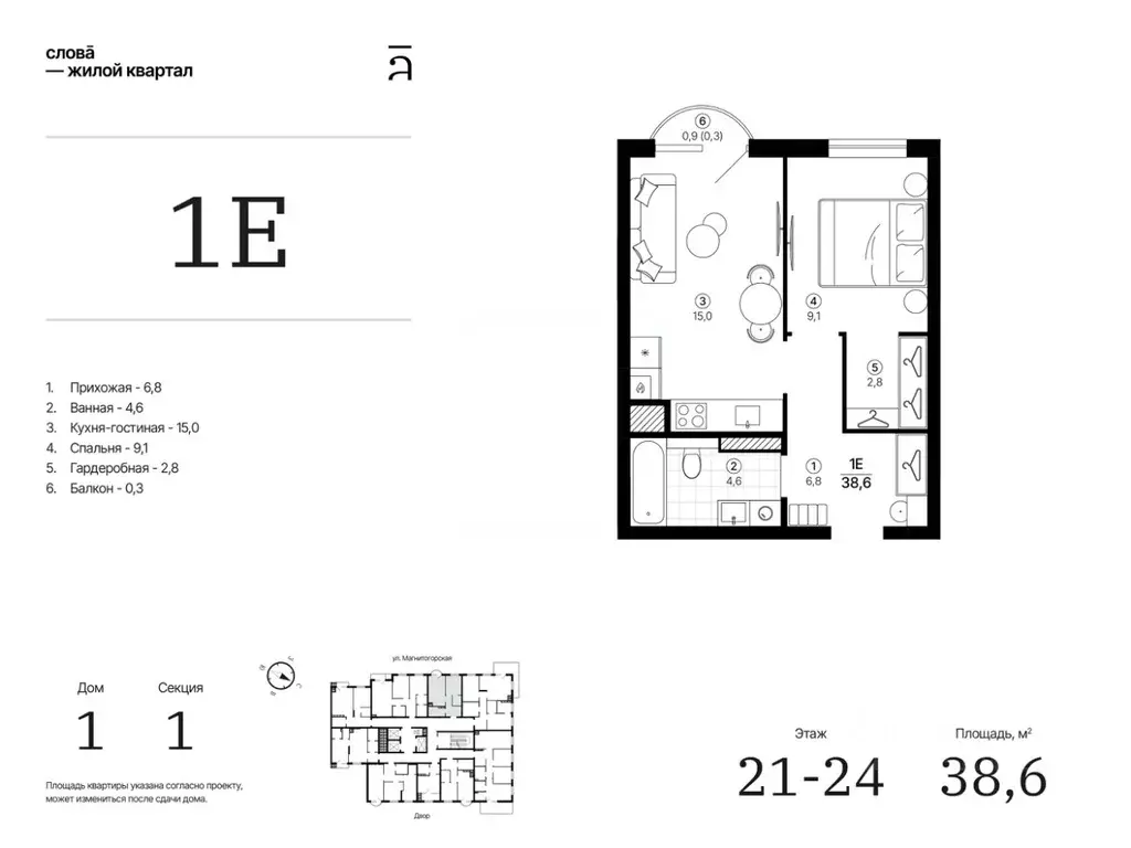1-к кв. Астраханская область, Астрахань Магнитогорская ул., 1 (38.57 ... - Фото 1