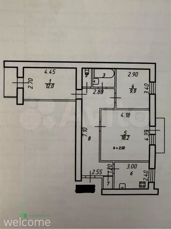 3-к. квартира, 64,4 м, 3/9 эт. - Фото 0