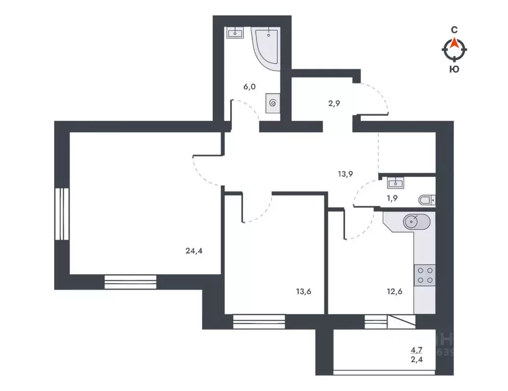 2-к кв. Кировская область, Киров ул. Капитана Дорофеева, 24 (80.0 м) - Фото 1